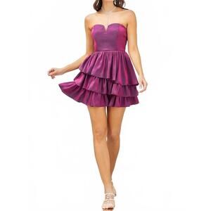 NEW DO+BE strapless ruffle dress in midnight orchid